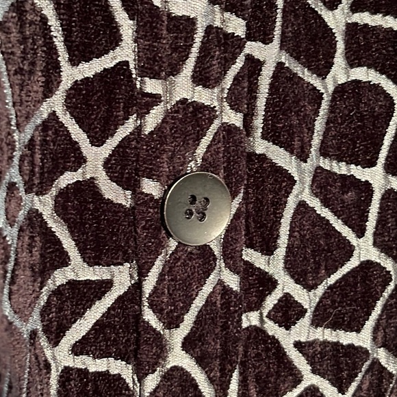 CHICO'S Geometric Metallic Silver/Black Button Down Holiday Party Jacket SZ XL - Picture 4 of 16